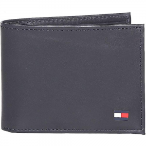 Tommy Hilfiger Men's Leather Cambridge Passcase Wallet with Removable Card Holder - Navy